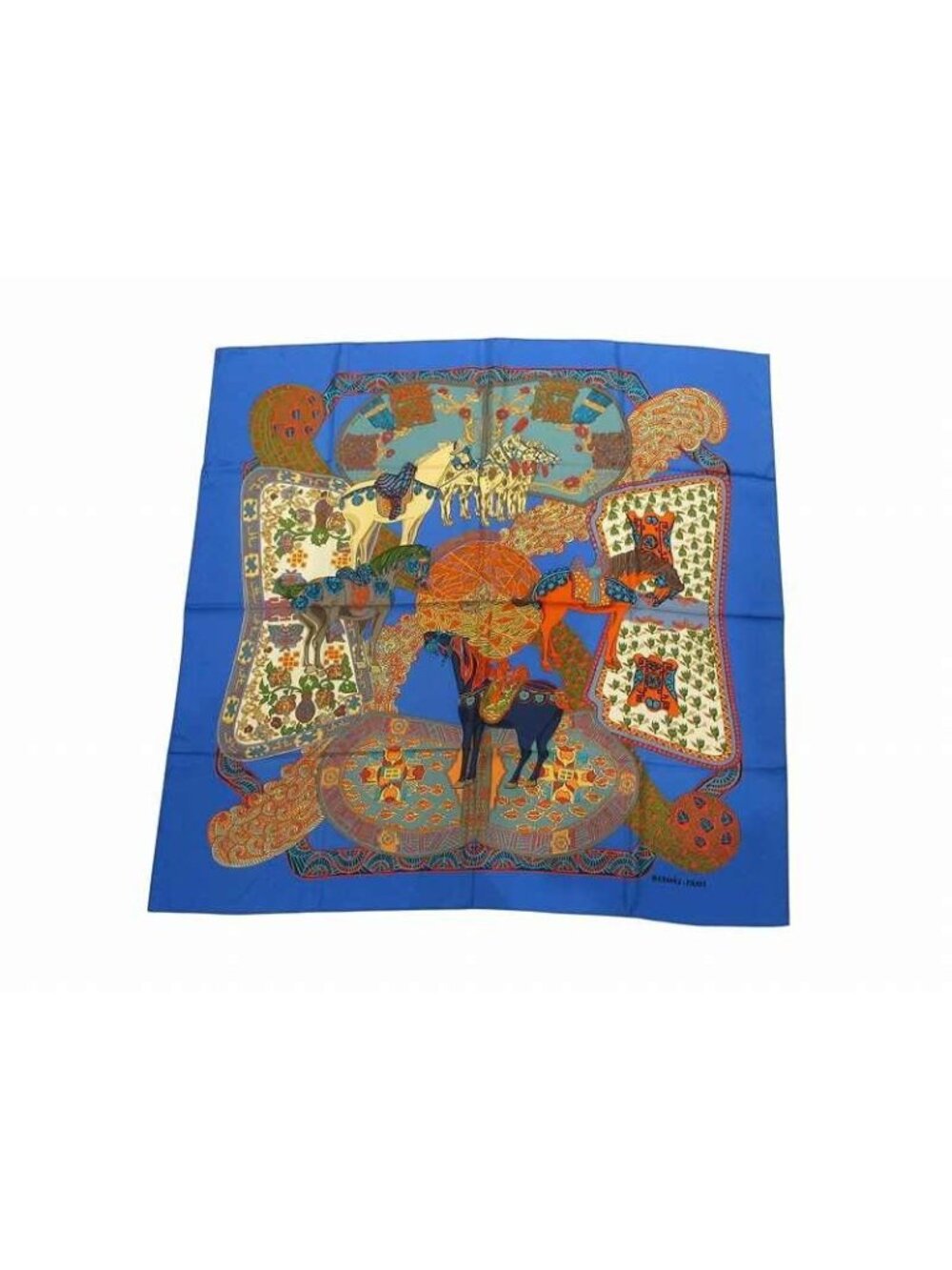 Hermes Scarf Carre 90 Step Art Des Steppes Silk Blue